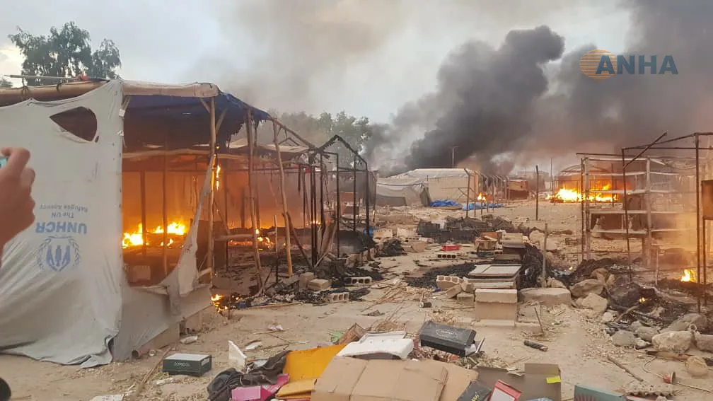 Turkey mercenaries burn Ain Issa camp