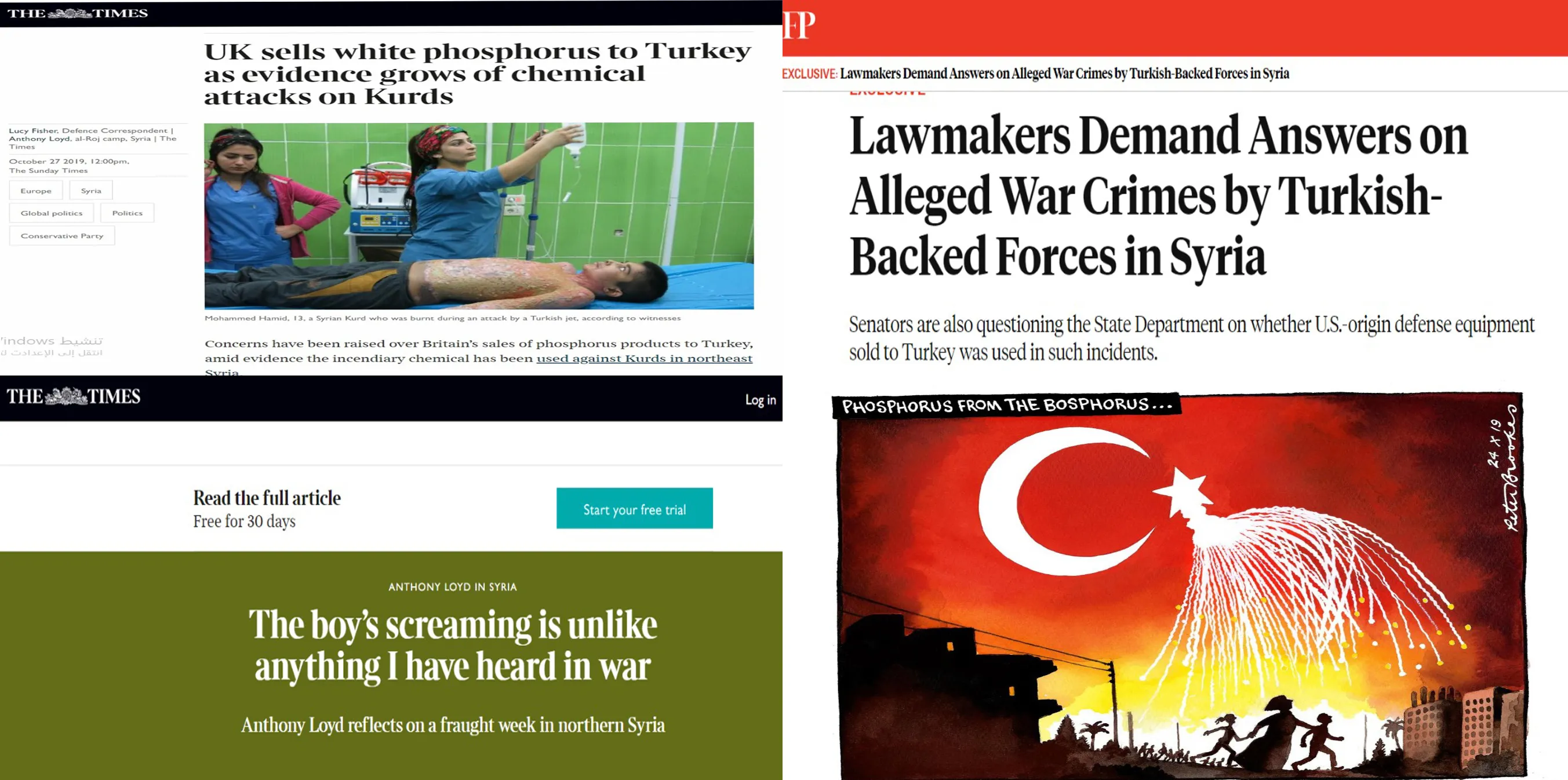 The Times wonders why the West refuses to investigate accusations of Turkey using white phosphorus?