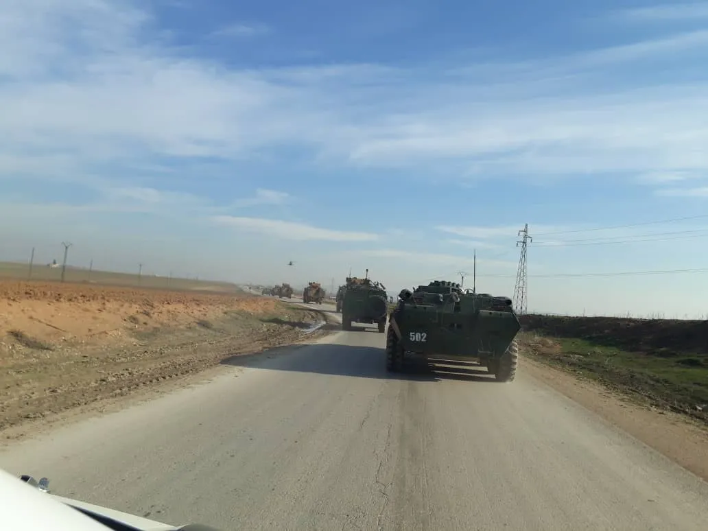A joint Russian patrol with Turkish occupation army moving west of Darbasiyyah