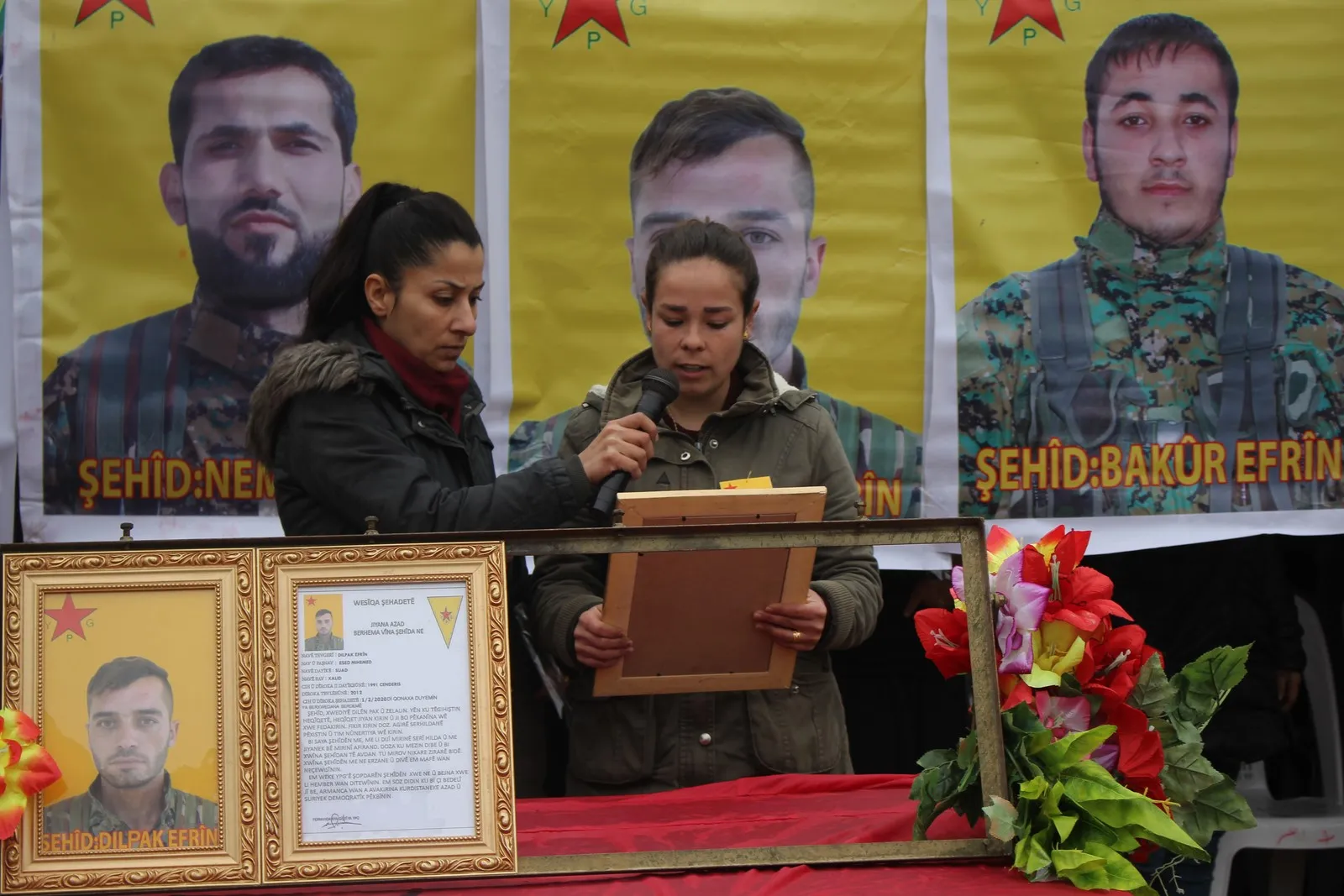 People of Afrin flocking to  martyrs' condolence tent of  martyrs