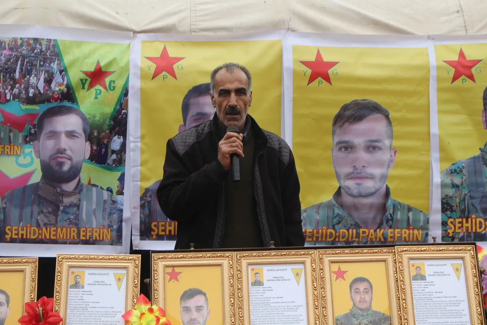 People of Afrin flocking to  martyrs' condolence tent of  martyrs