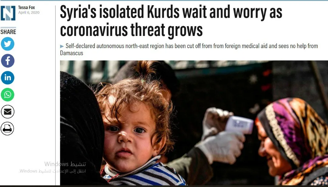 UAE newspaper: AA in NE, Syria alone faces Covid-19