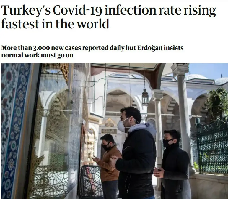British newspaper: Turkey has fastest outbreak rate of the Corona virus