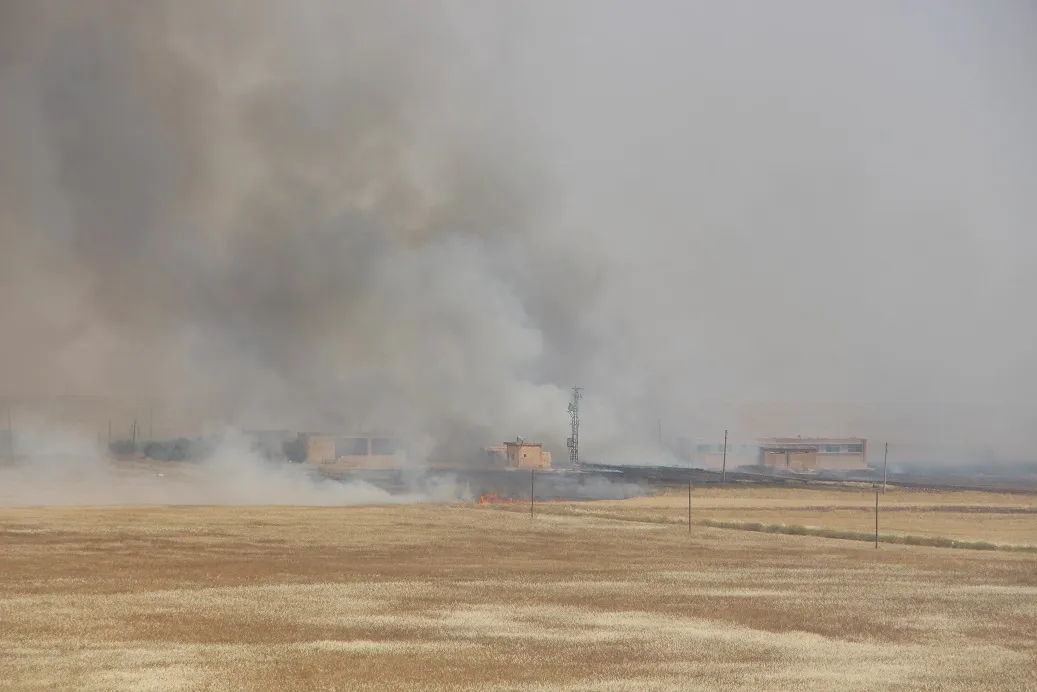 Turkish occupation burns wheat fields east of Ain Issa