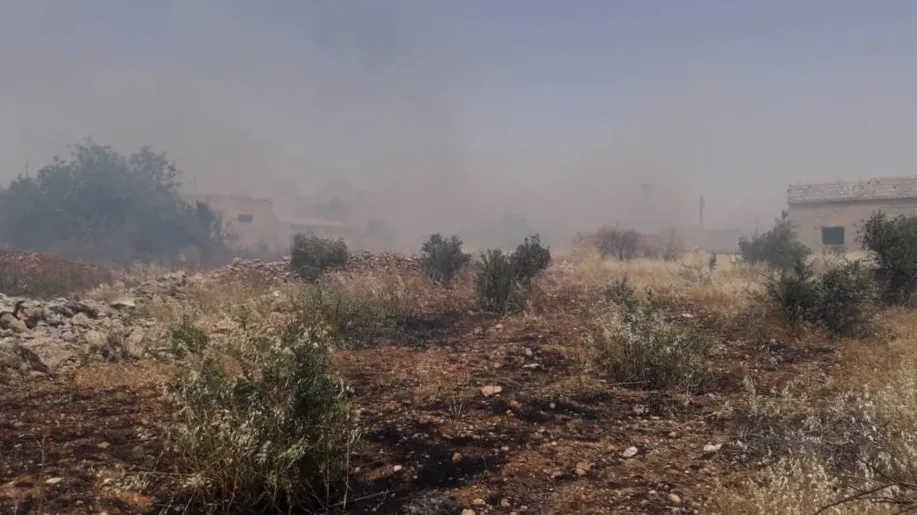 Turkish mercenaries burn agricultural lands, target everyone tries to put out fire