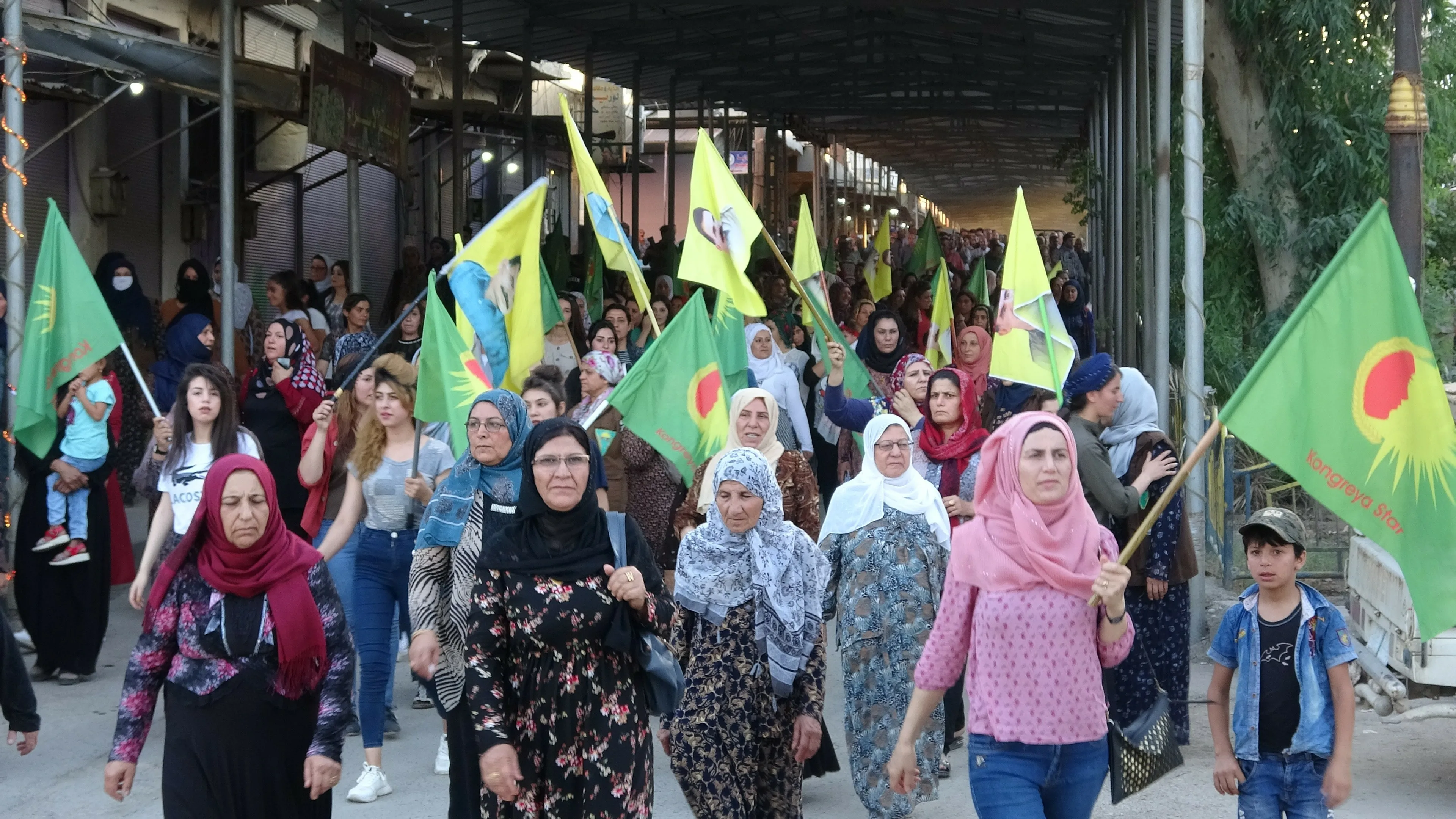 March in Derik commemorating July 14th martyrs, condemning Turkish attacks