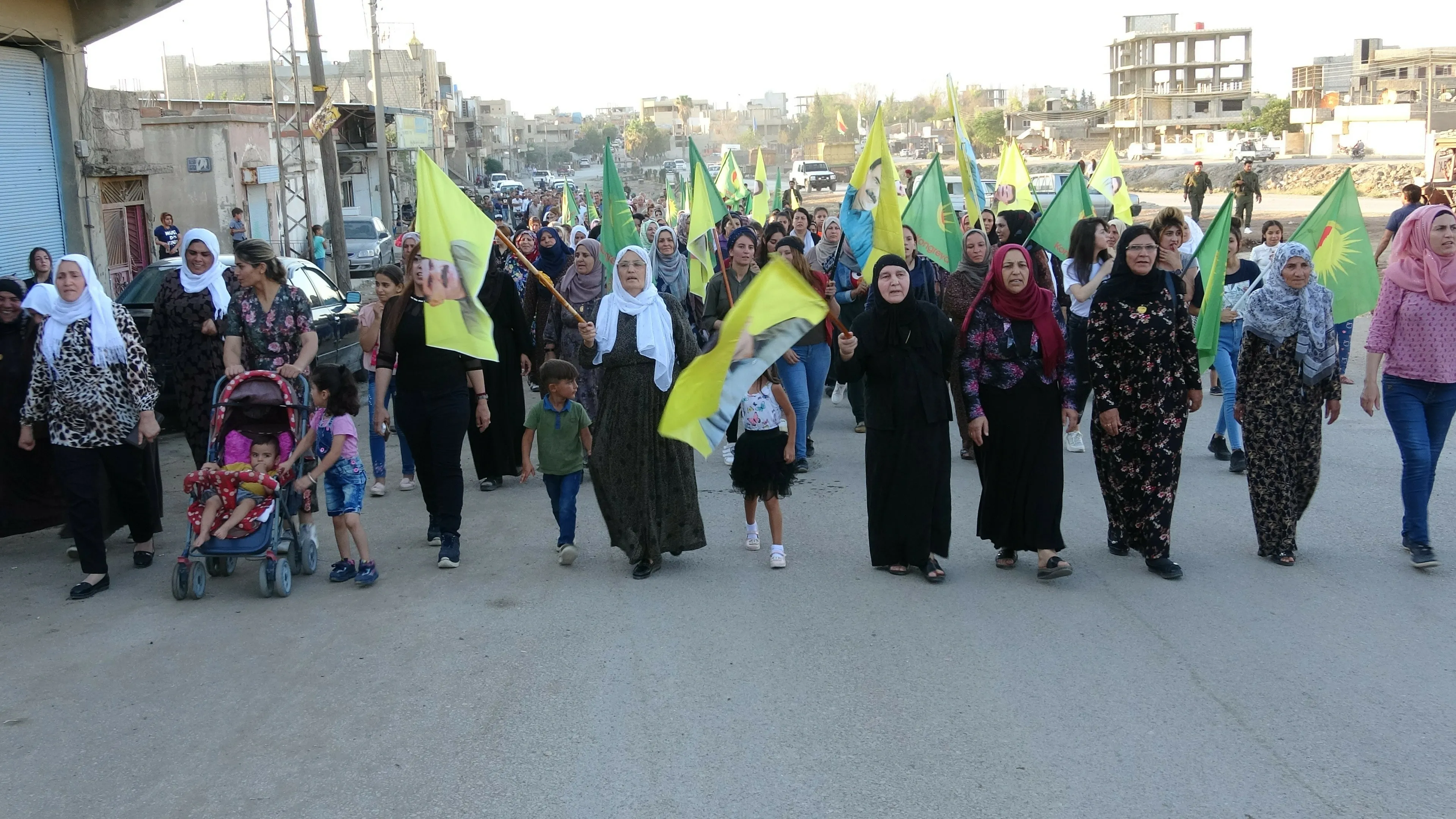 March in Derik commemorating July 14th martyrs, condemning Turkish attacks