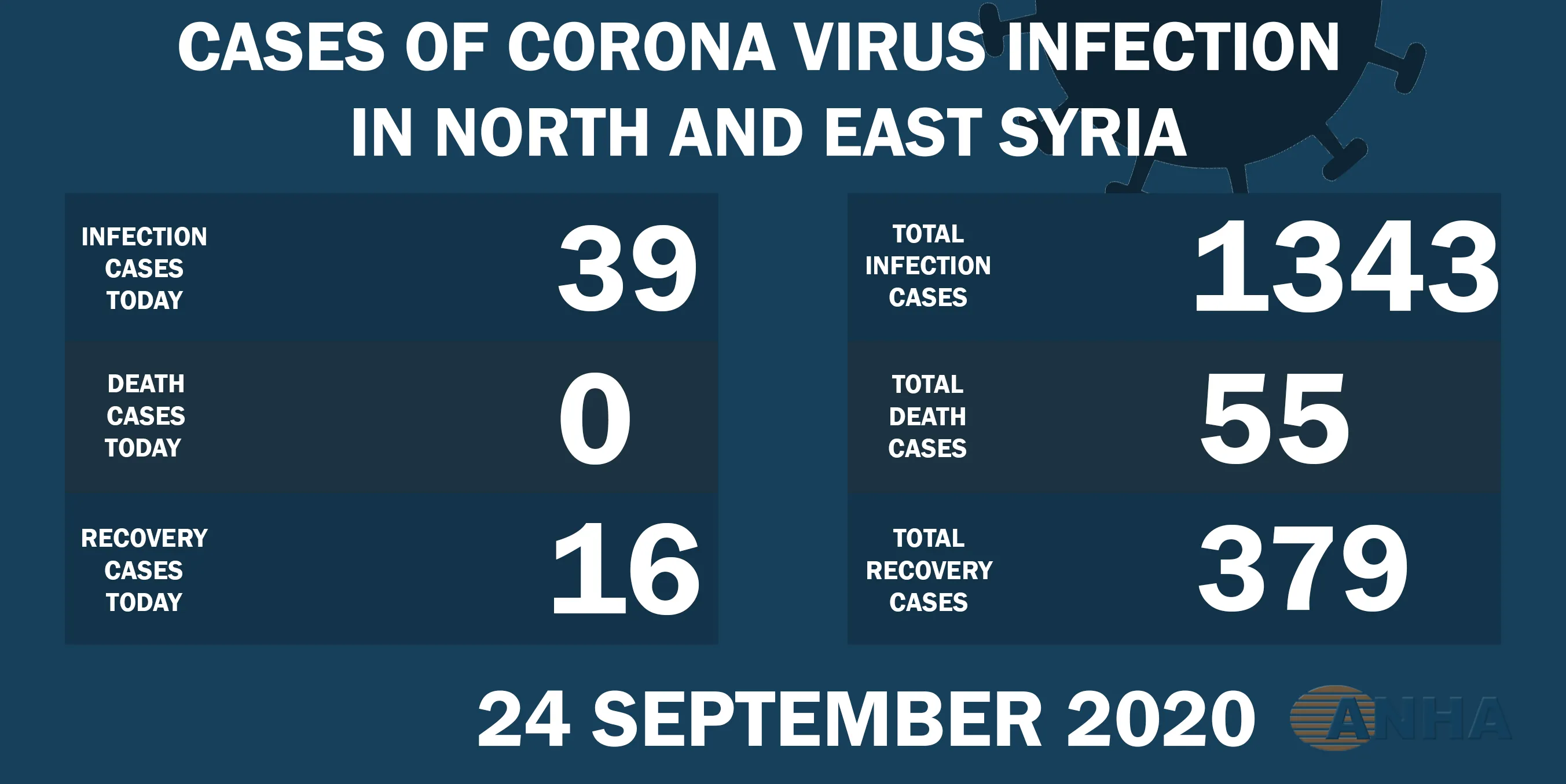 39 cases with Covid 19, 16 cases cured in NE, Syria