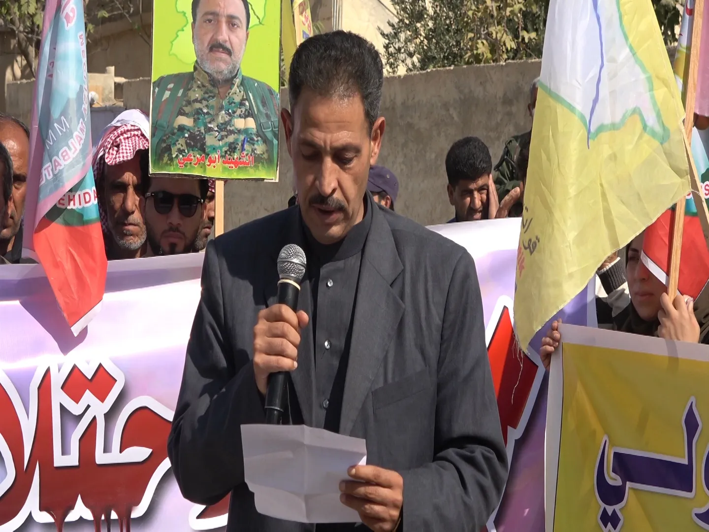 Al-Jarniya residents protest against continuous Turkish attacks