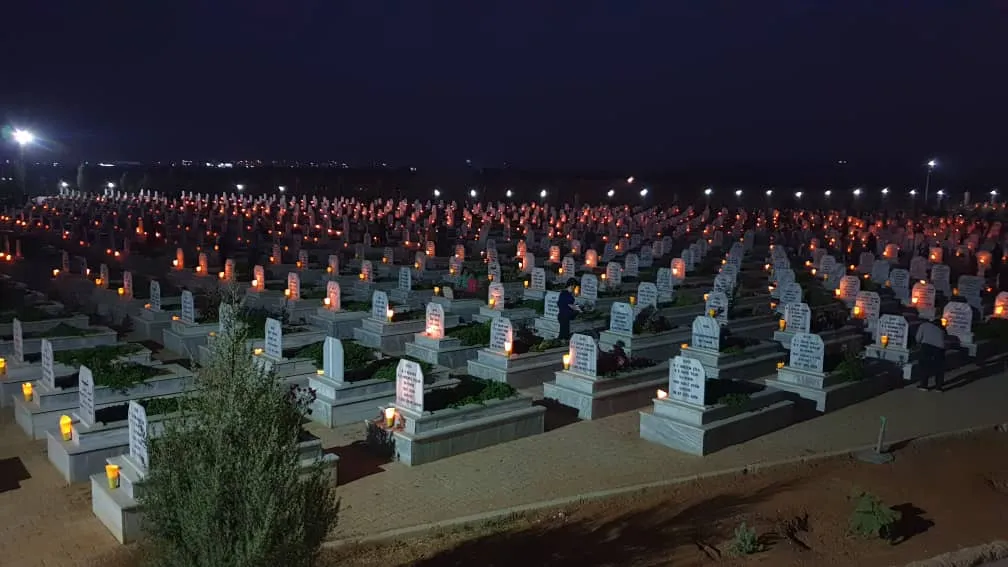 ​​​​​​​Commemorating October martyrs in Kobane by lighting candles