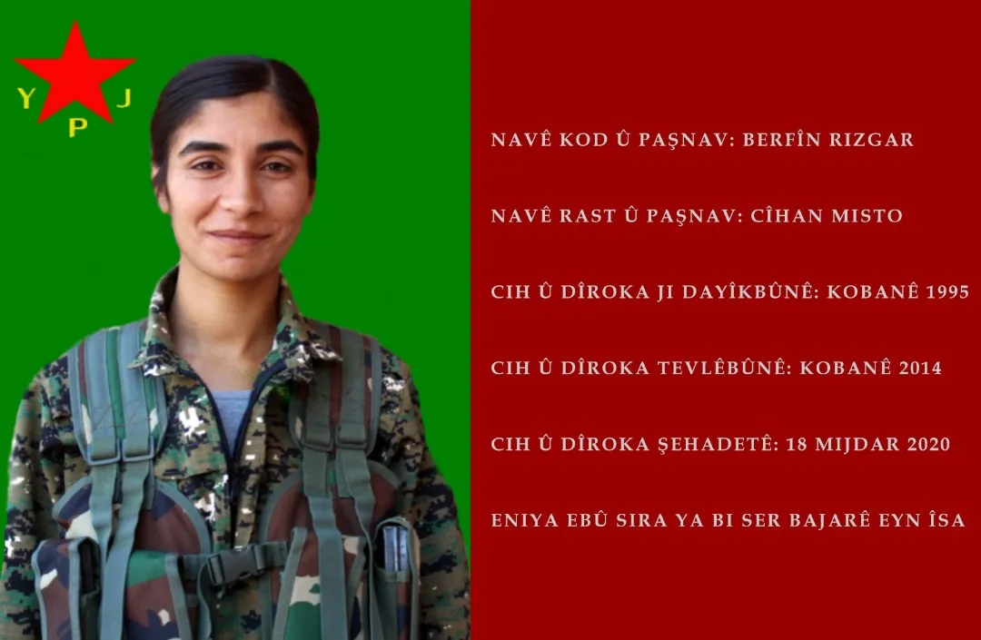 YPJ reveals record of martyr Bêrîvan Rizgar