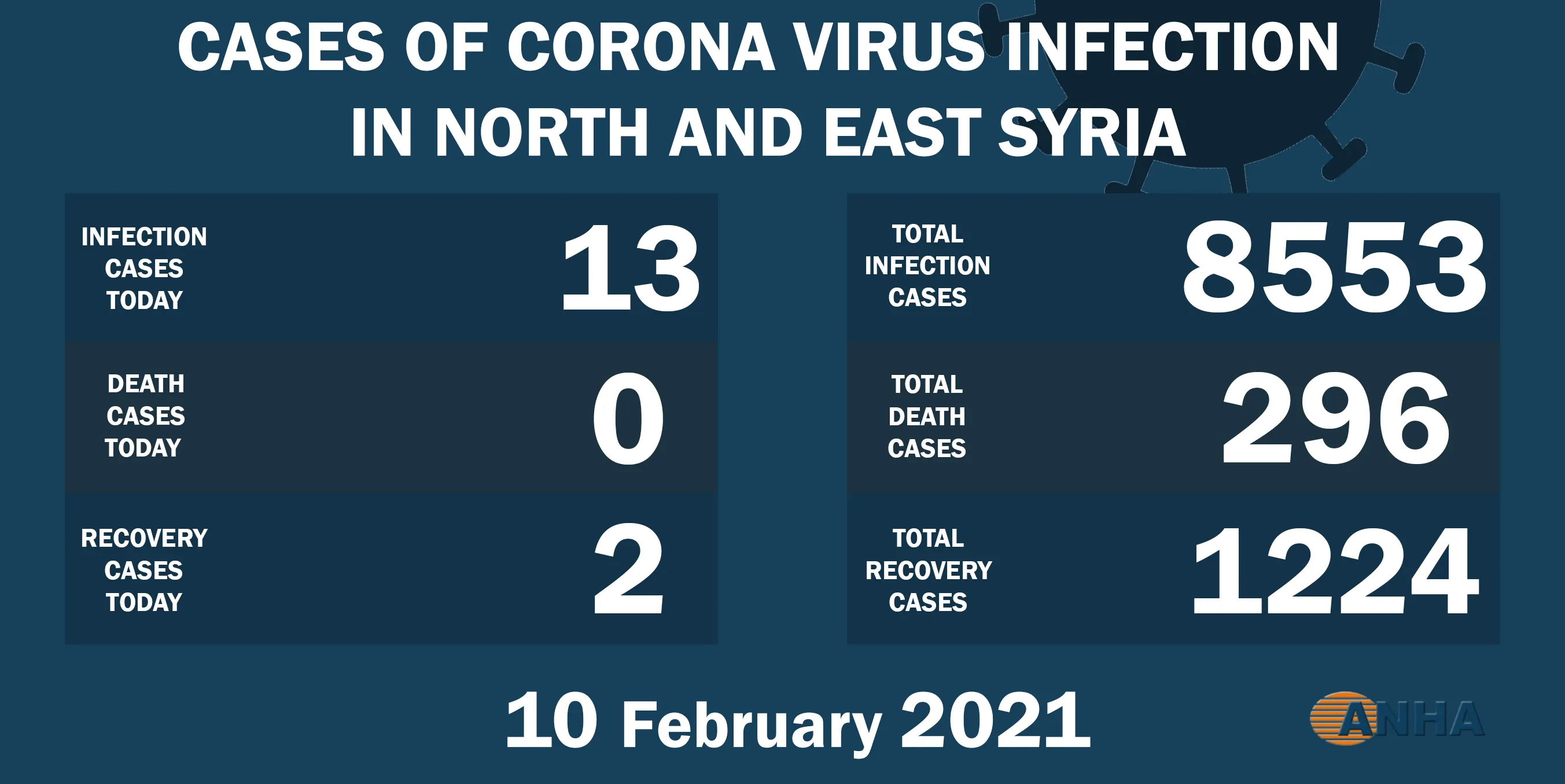 ​​​​​​​2 recoveries and 13 new cases by corona virus in NE Syria