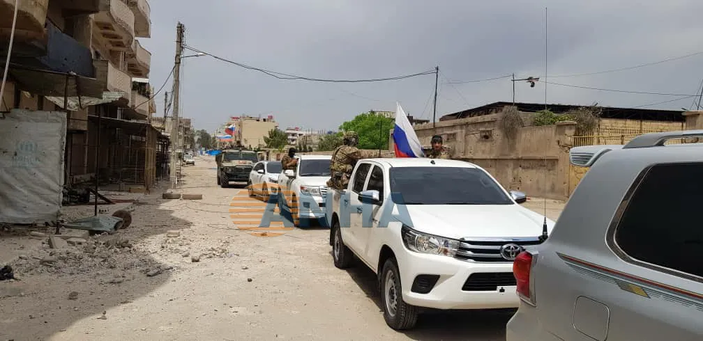 Joint patrol of Internal Security Forces and Russian Military Police in Tayy