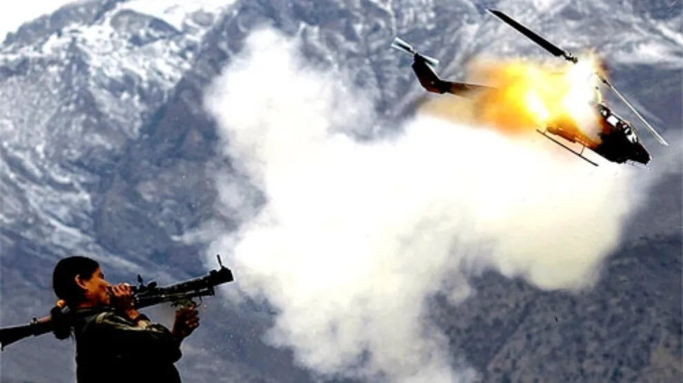 Guerrilla forces hit a helicopter of Turkish occupation in Zap