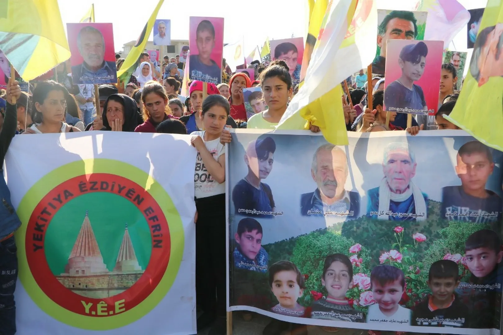 During demonstration ... Afrin Yazidis denounce demographic change in their city