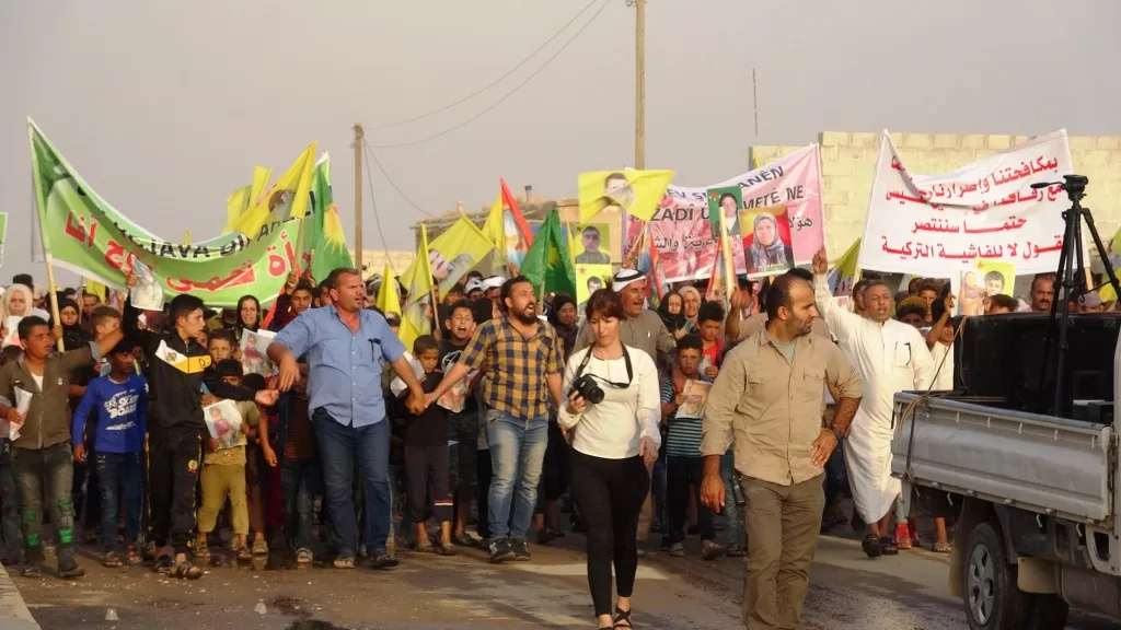 Mass demonstration in Haisha town condemning Turkish massacre in Safawiyeh