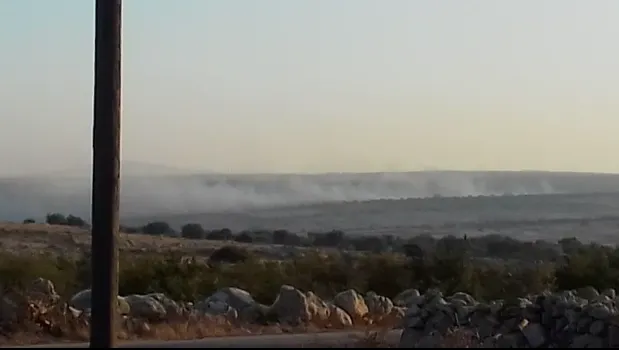 Turkish occupation army sets olive trees on fire in countryside of Shirawa district