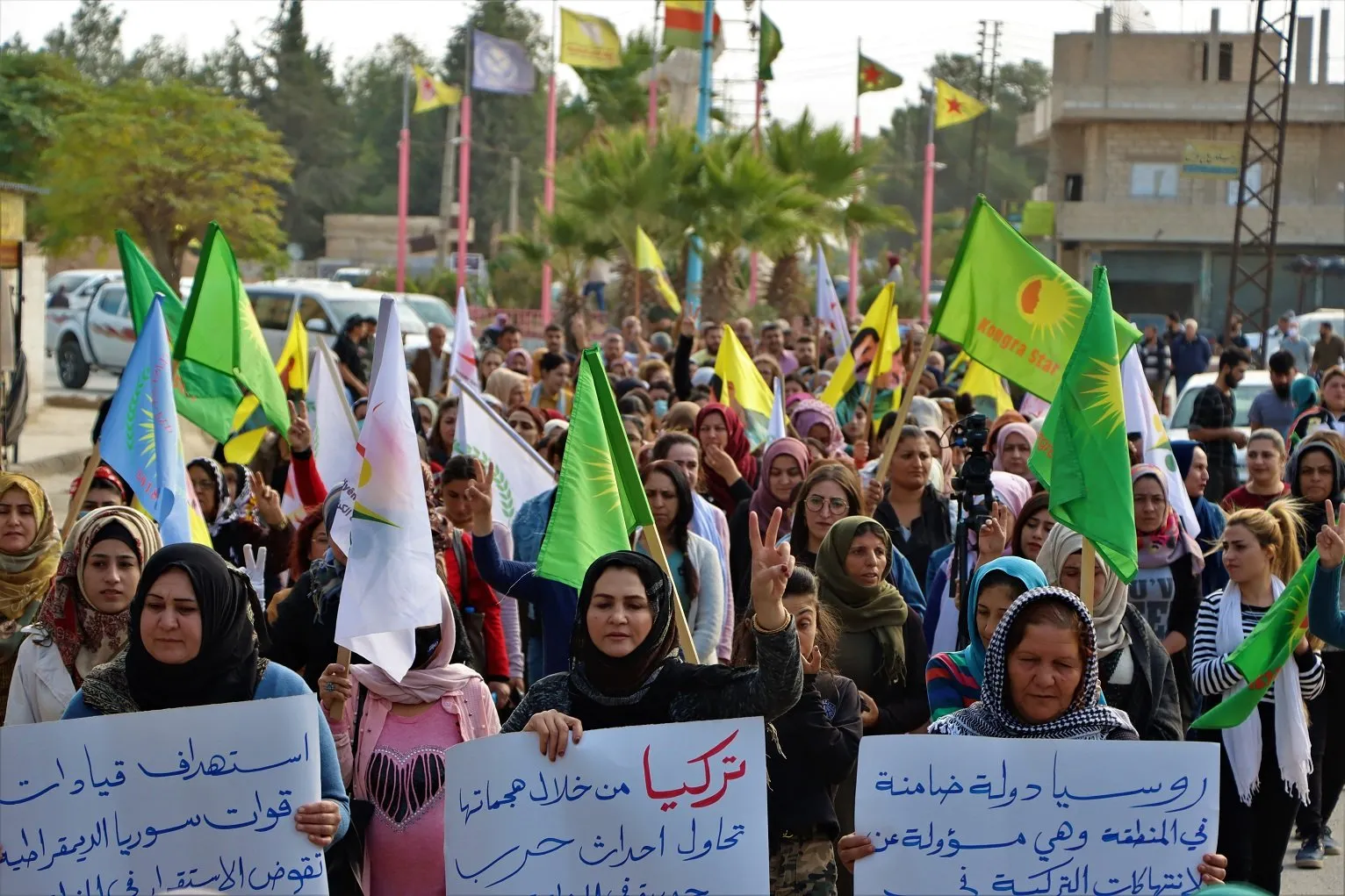 Mass protests held in the Jazira Region against Turkish threats