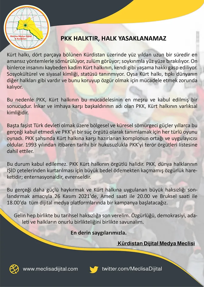 ​​​​​​​Kurdistan Digital Media Council launches a campaign to remove PKK name from the terrorist list