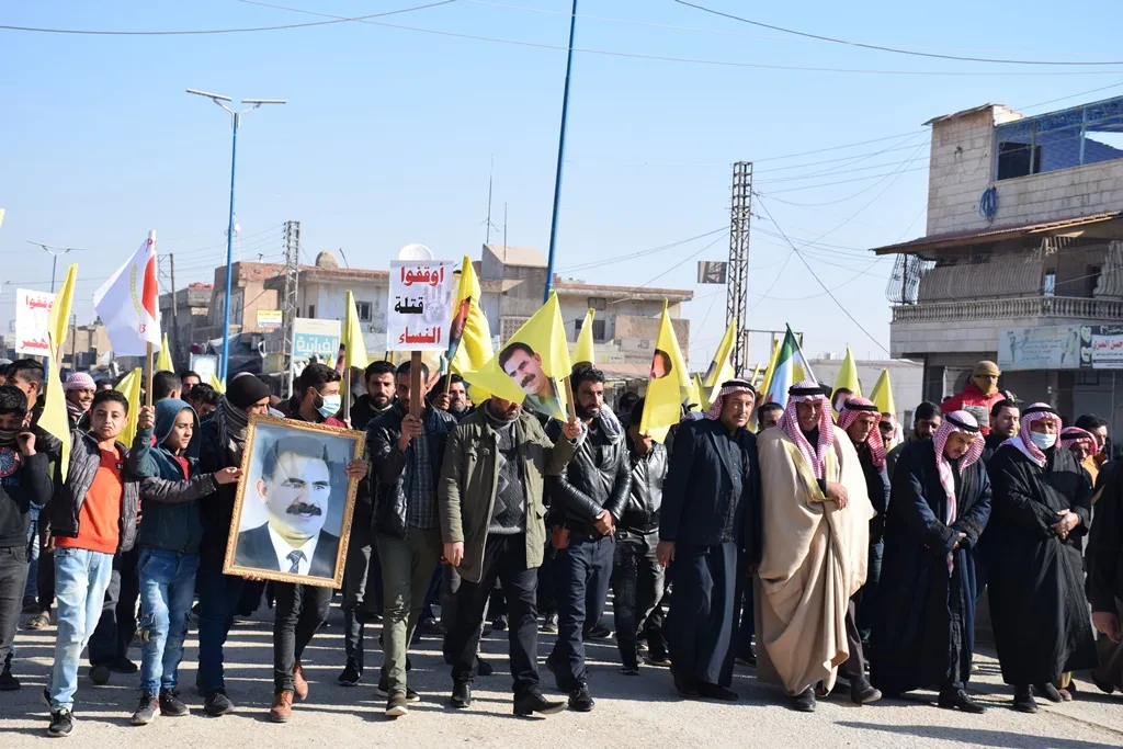 Demonstrations in Al -Hasaka against Turkey's attacks and the international silence