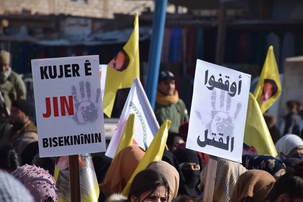 Demonstrations in Al -Hasaka against Turkey's attacks and the international silence