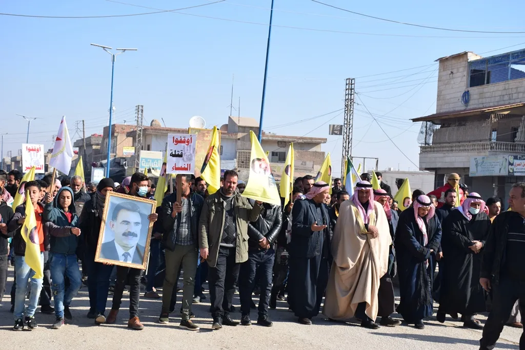 Demonstrations in Al -Hasaka against Turkey's attacks and the international silence
