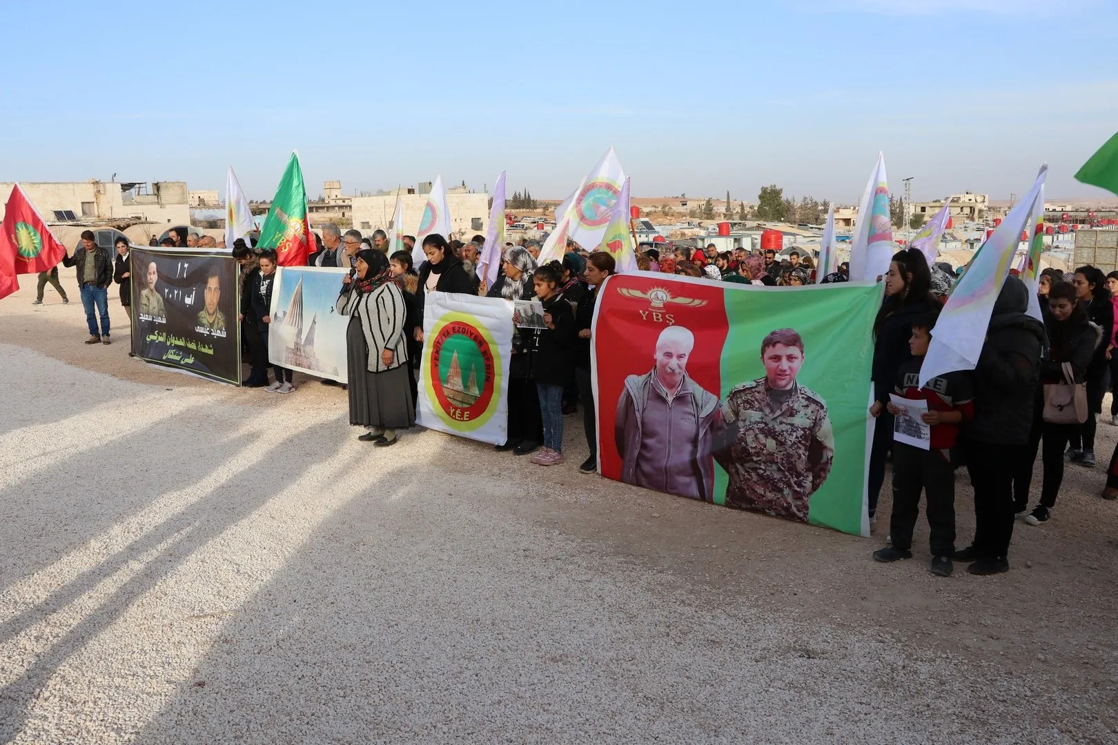 ​​​​​​​In denunciation of Turkish attack on Şingal… protest by Yazidis in Al-Shahba