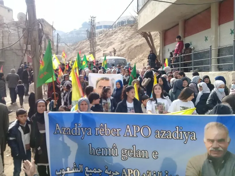 Demonstration in Damascus to denounce international conspiracy against leader Ocalan