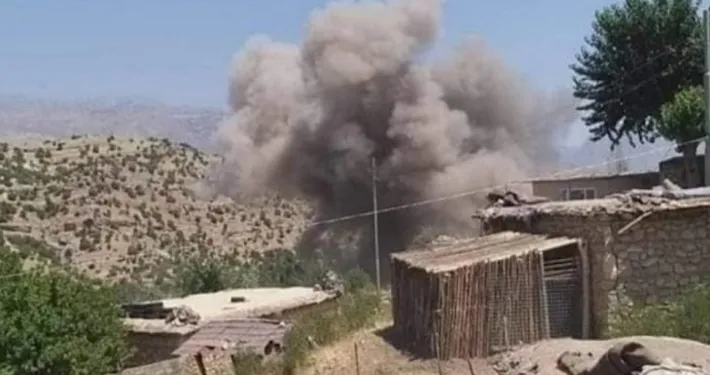 Turkish occupation targets with artillery a village in Başûr Kurdistan