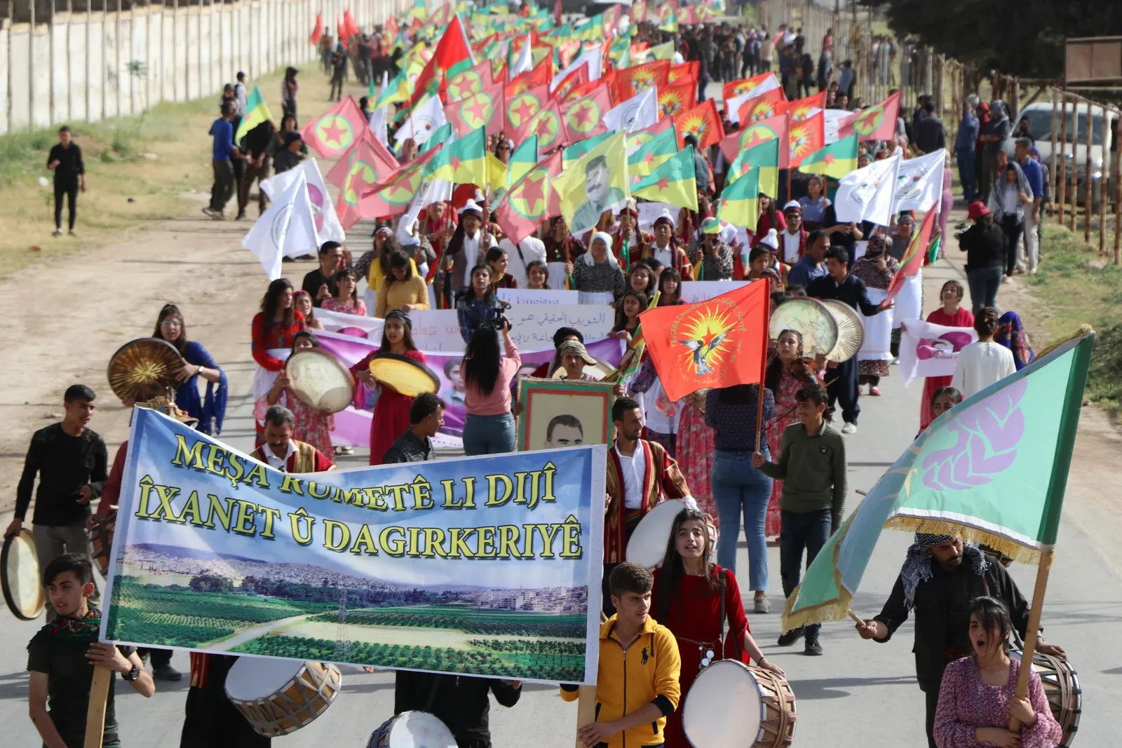 ​​​​​​​Demonstration in Al-Shahba to condemn attacks of Turkish occupation against Guerilla resistance