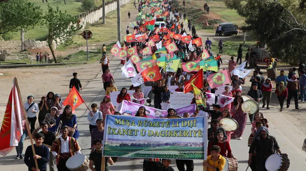 ​​​​​​​Demonstration in Al-Shahba to condemn attacks of Turkish occupation against Guerilla resistance
