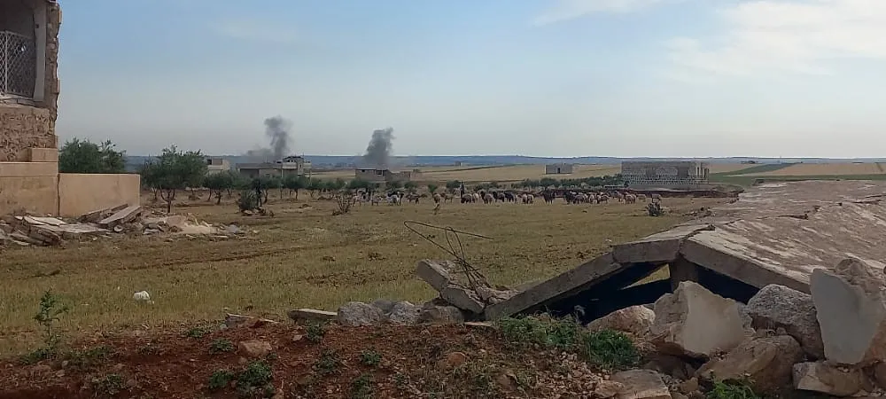 ​​​​​​​Turkish occupation bombs Um al-Hosh village in Shahba Canton