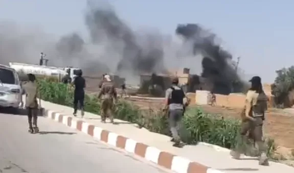 Unknown war plane shell mercenaries' held post in Gire Spi