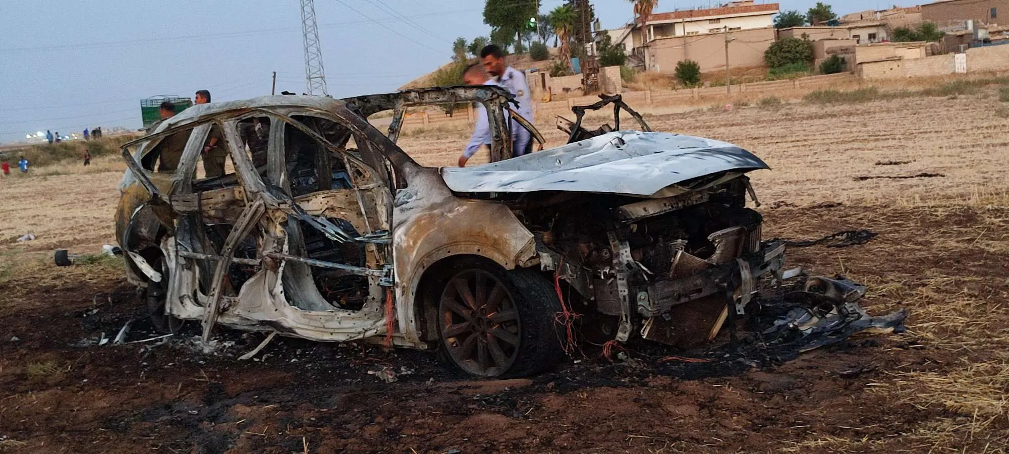 ​​​​​​​Drone target car on Qamishlo-Terbespiye road
