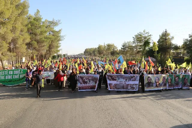 ​​​​​​​Thousands of residents of Qamishlo canton condemn attacks of the Turkish occupation