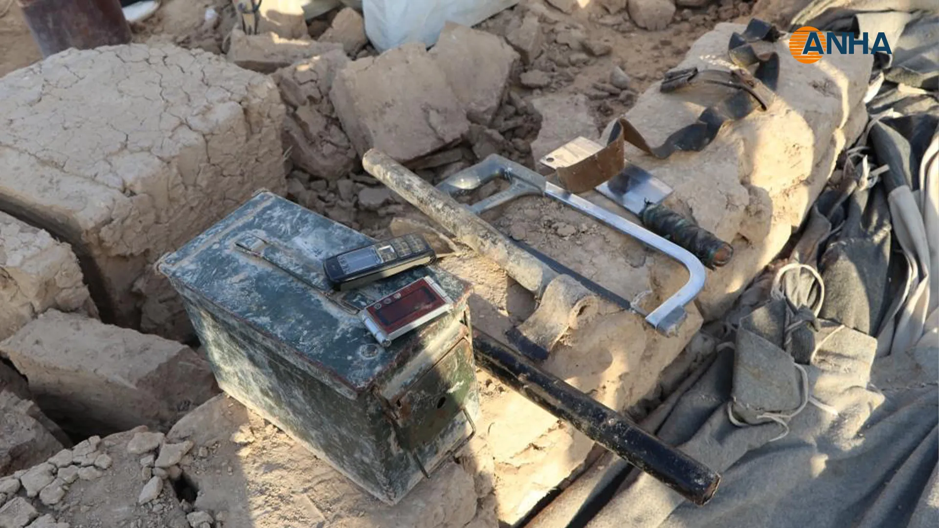 Finding equipment hidden underground in al-Hol camp of ISIS mercenaries
