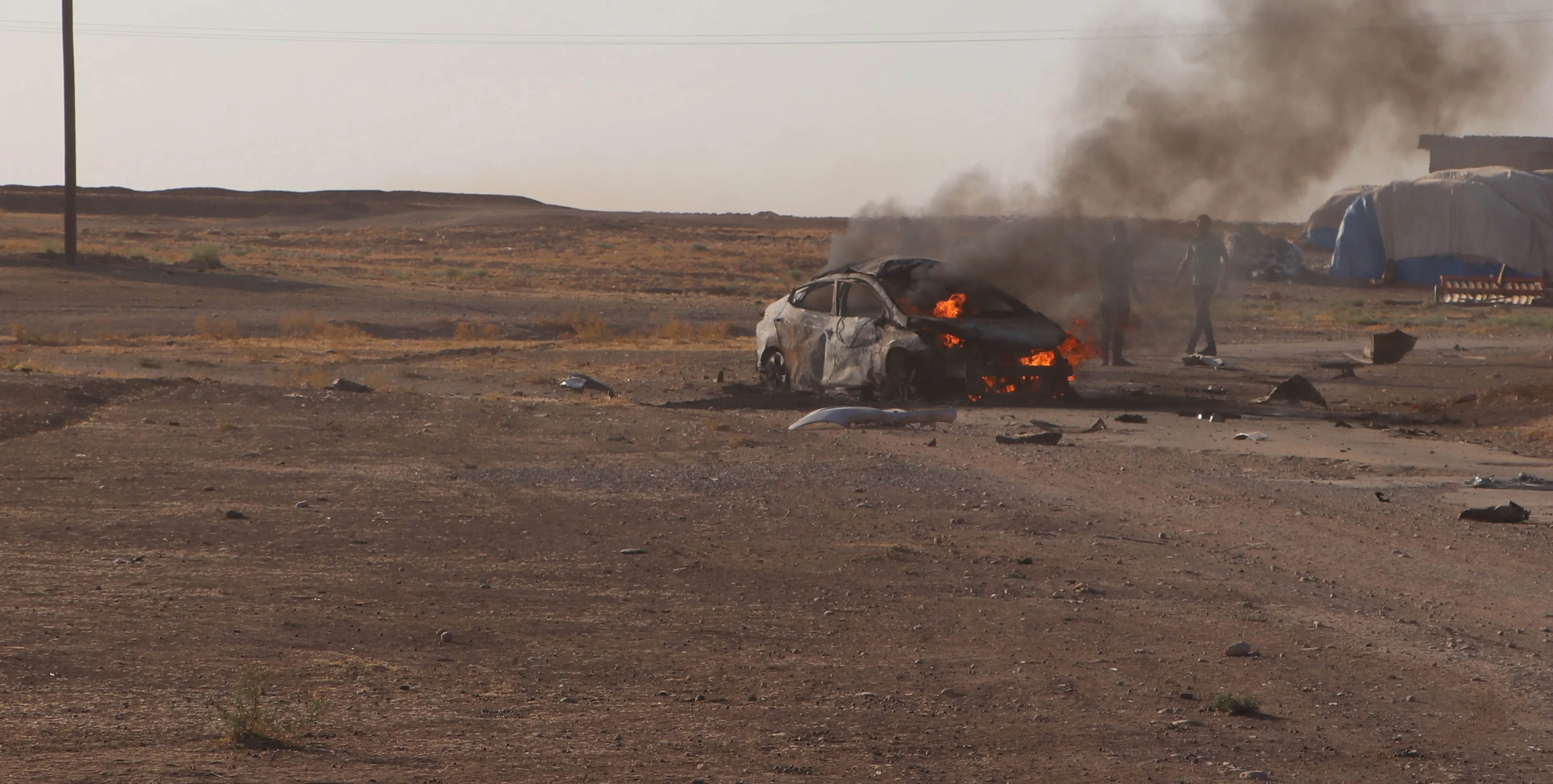 ​​​​​​​Turkish occupation drone targets a car in western countryside of Qamishlo
