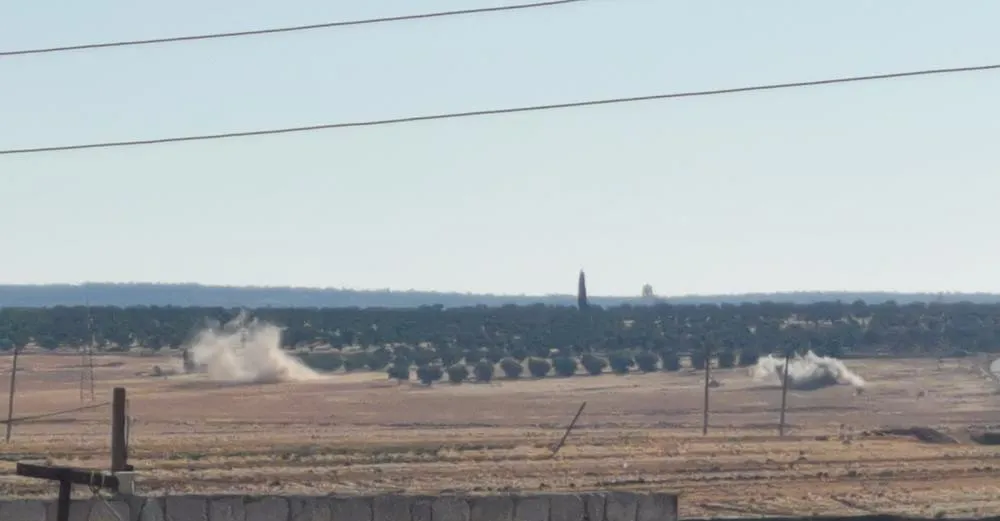 Turkish occupation shells Binah village in rural Afrin
