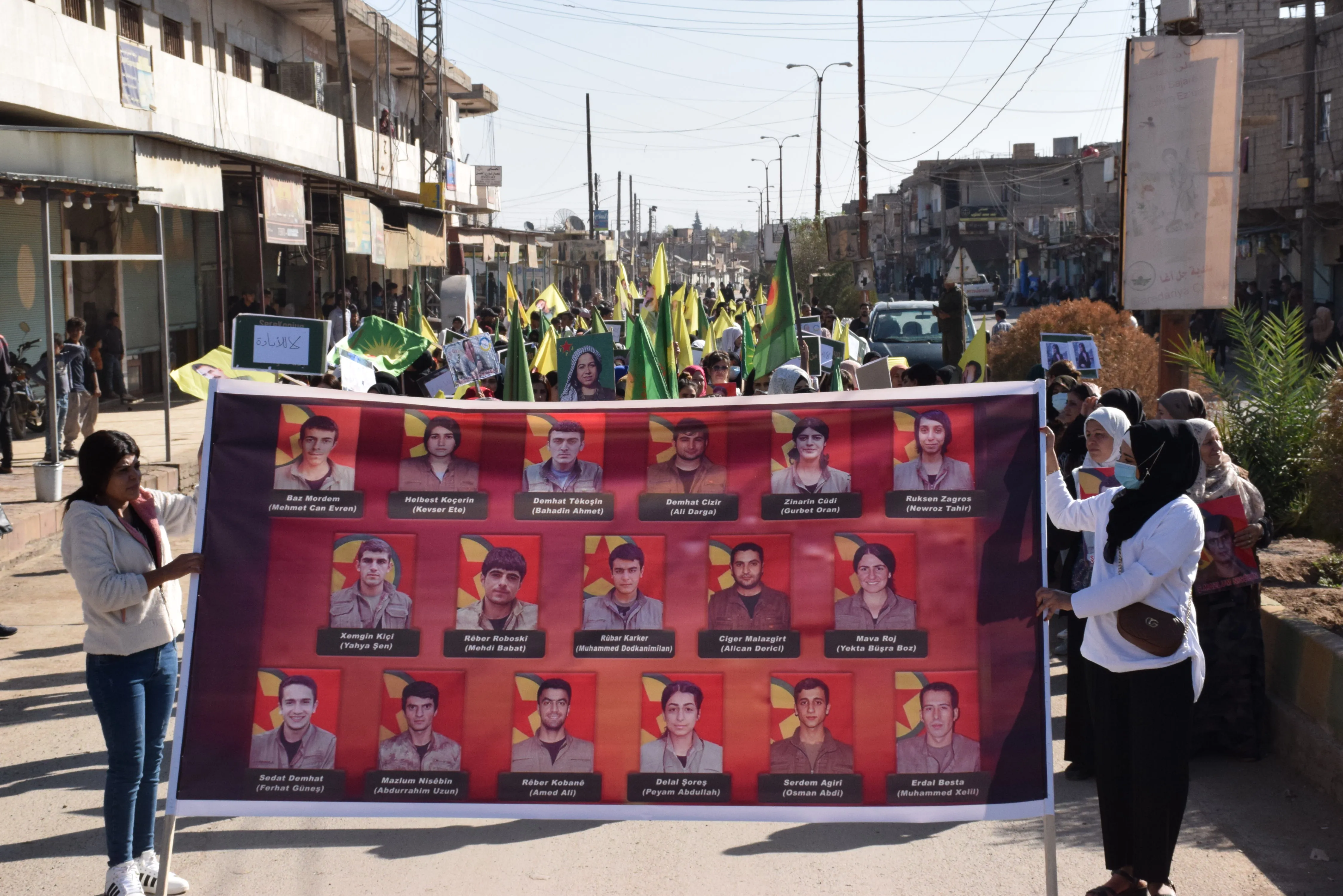 ​​​​​​​Demonstrations in the districts of Qamishlo Canton against the Turkish occupation chemical attacks