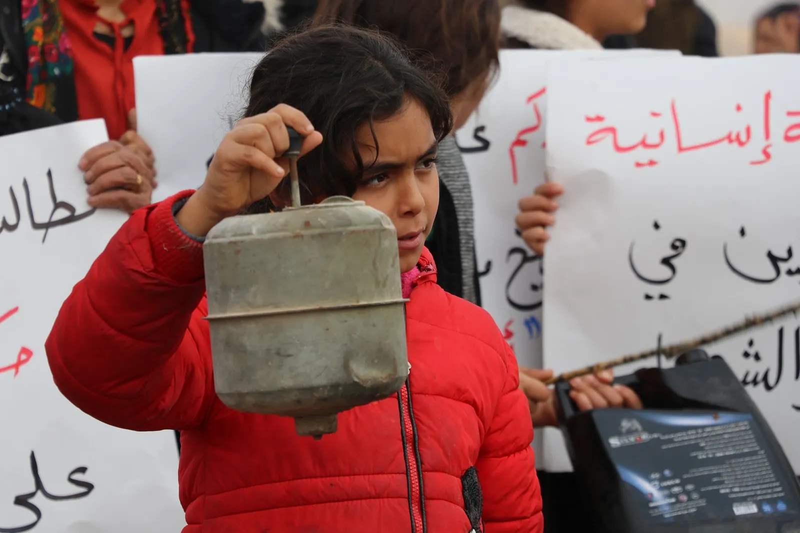 Components of al-Shahba protest against Damascus's siege
