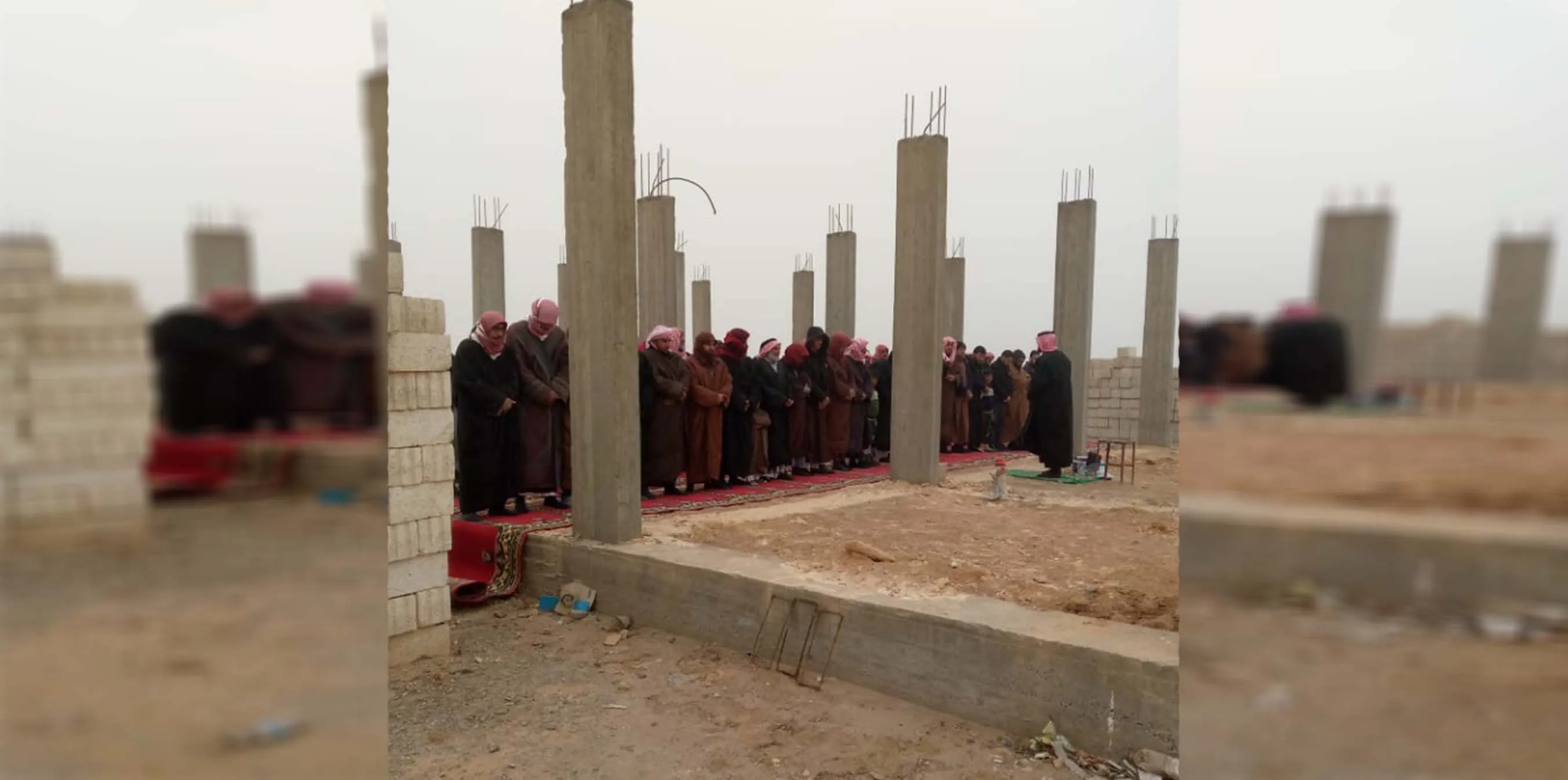 ​​​​​​​ After Turkish occupation destroys their mosque.. Dozens of people pray out