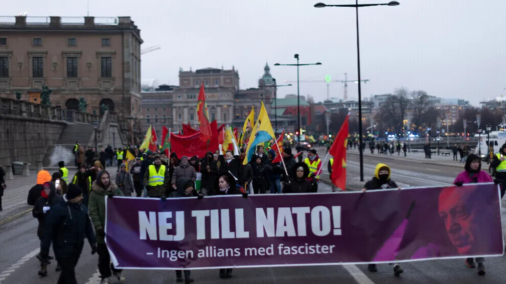 Mass demonstration in Stockholm to protest Sweden's policy of concessions to Turkey