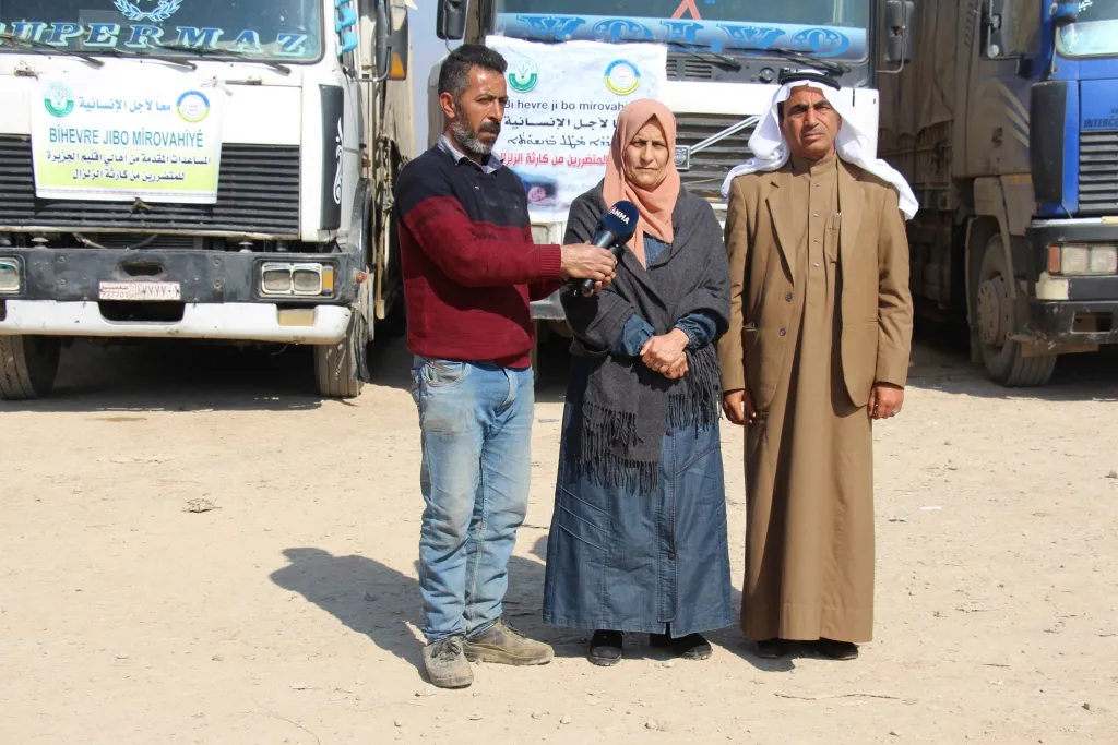 11 aid trucks cross from Al-Tayha crossing towards the areas affected by the earthquake
