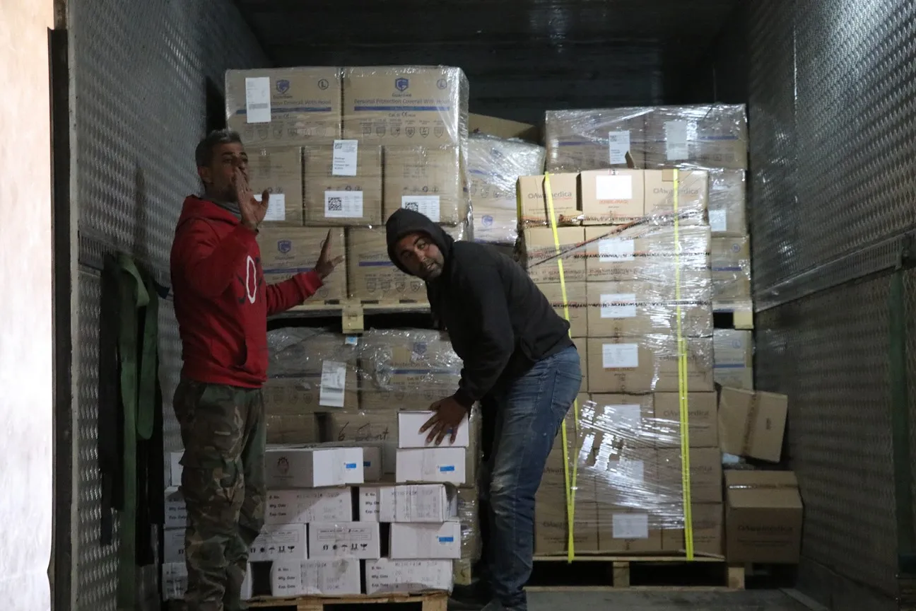 ​​​​​​​Entry of an aid convoy provided by Sulaymaniyah people to al-Shahba canton