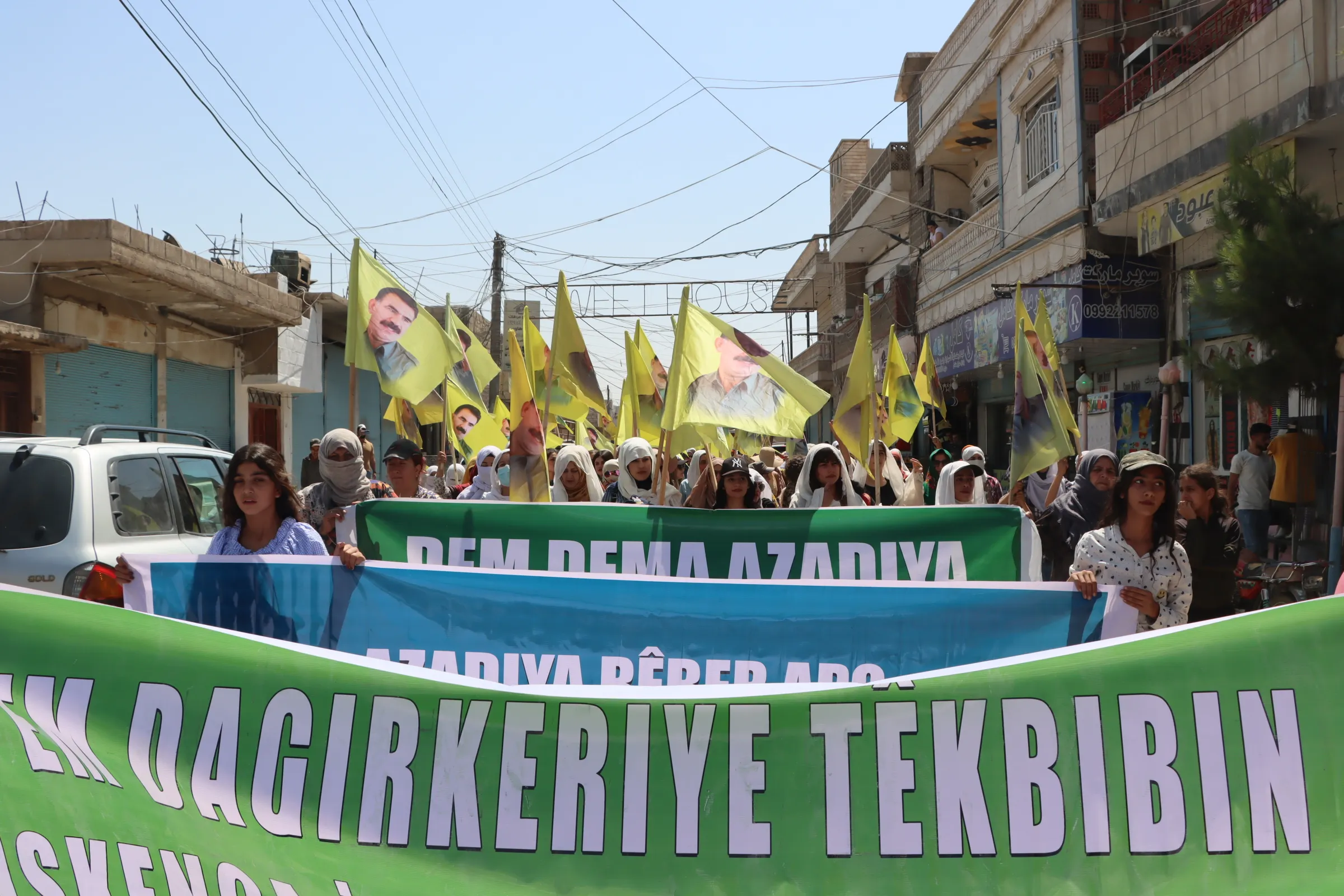 ​​​​​​​​​​​​​ 2 demonstrations against isolation on the leader in Qamishlo's districts