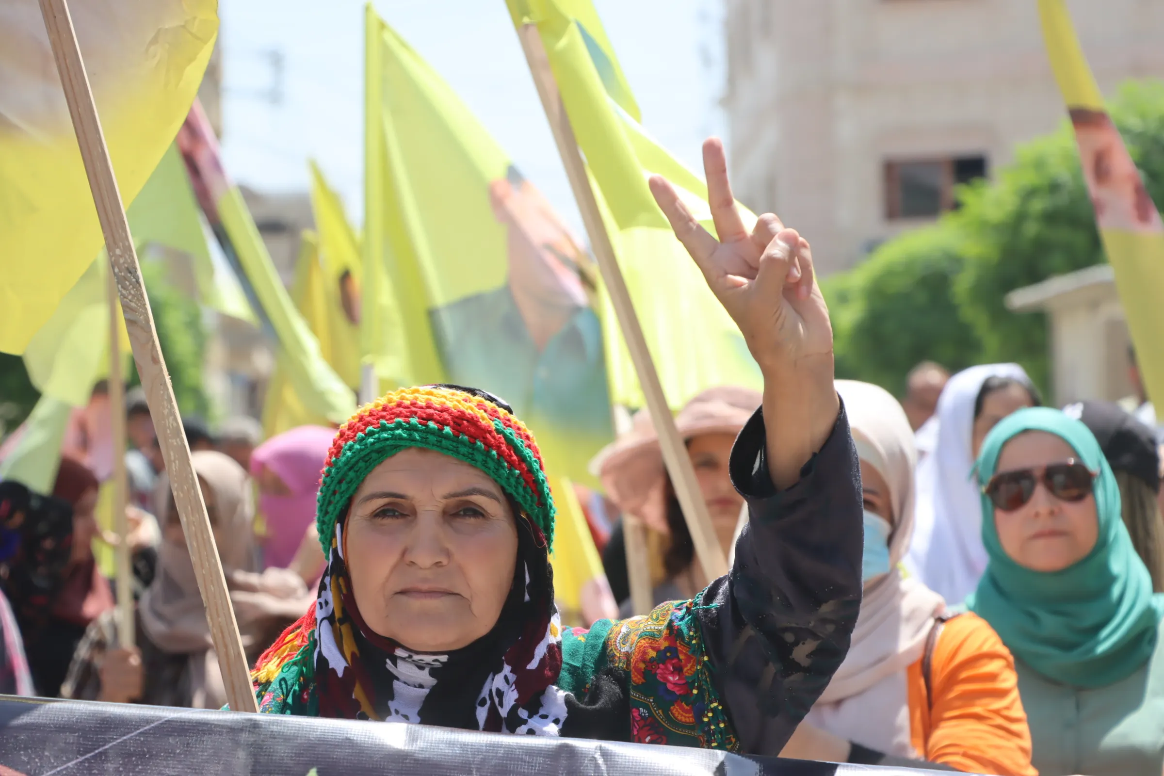 ​​​​​​​​​​​​​ 2 demonstrations against isolation on the leader in Qamishlo's districts