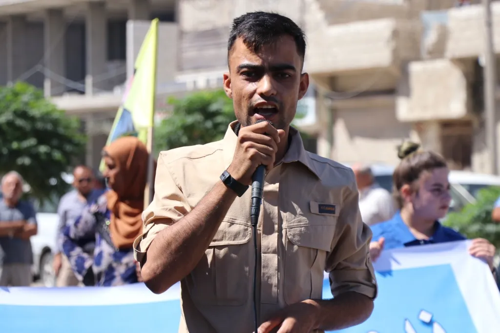 Protest in Manbij calls for escalation of struggle to achieve leader's physical freedom