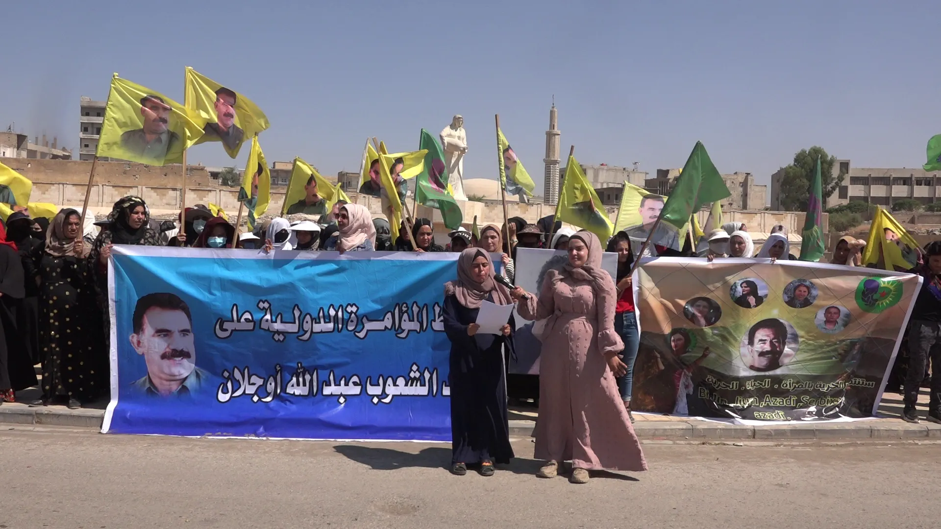 Protest in Raqqa calls for ending leader Ocalan's isolation