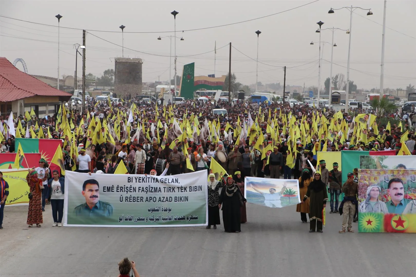 People of Hasaka protest against international conspiracy, Turkish assaults