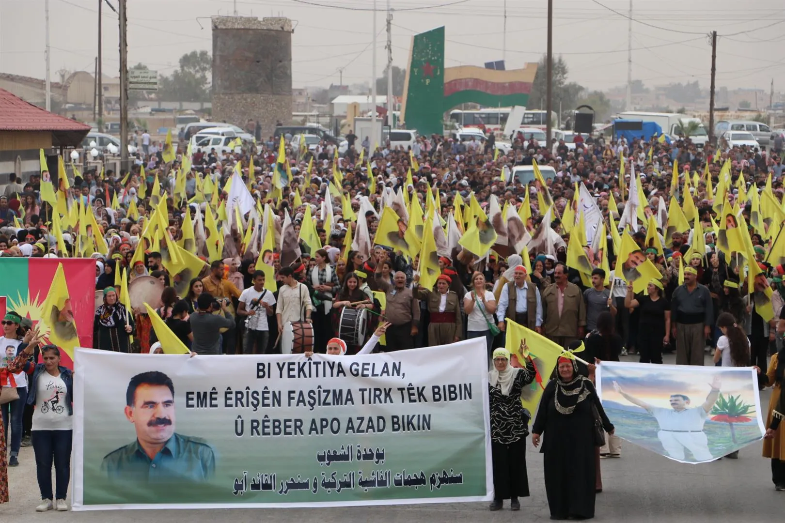 People of Hasaka protest against international conspiracy, Turkish assaults